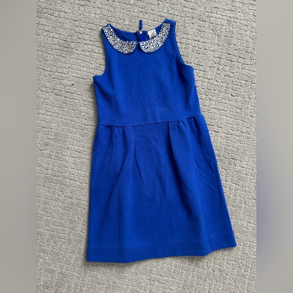 J. Crew Crewcuts Ponte Knit Sleeveless Dress With Jewel Collar, Cobalt Blue, 10 - Picture 2 of 3